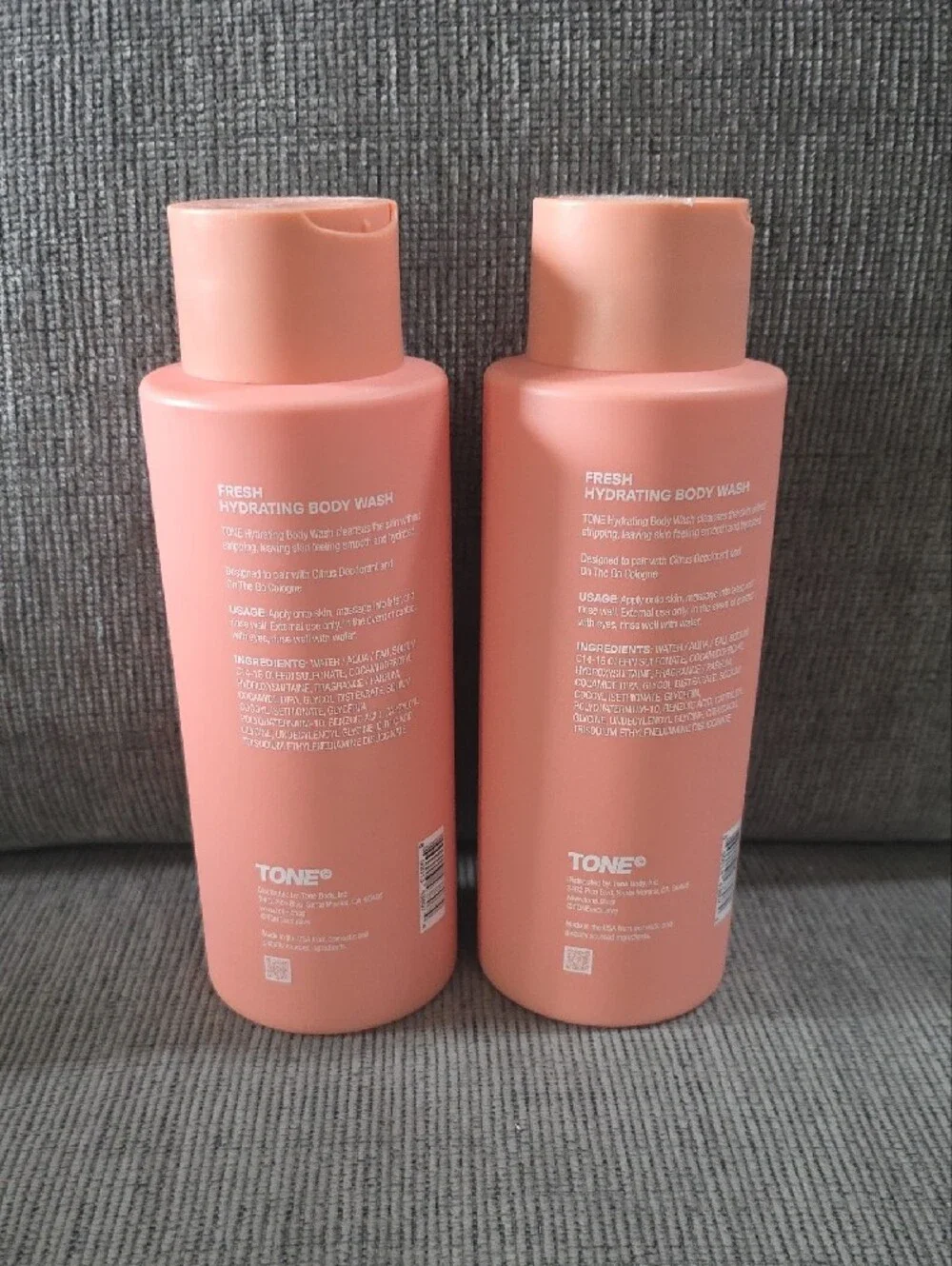TONE Citrus Pink Grapefruit Hydrating Body Wash, New, 2 Bottles, 16.9oz Each.